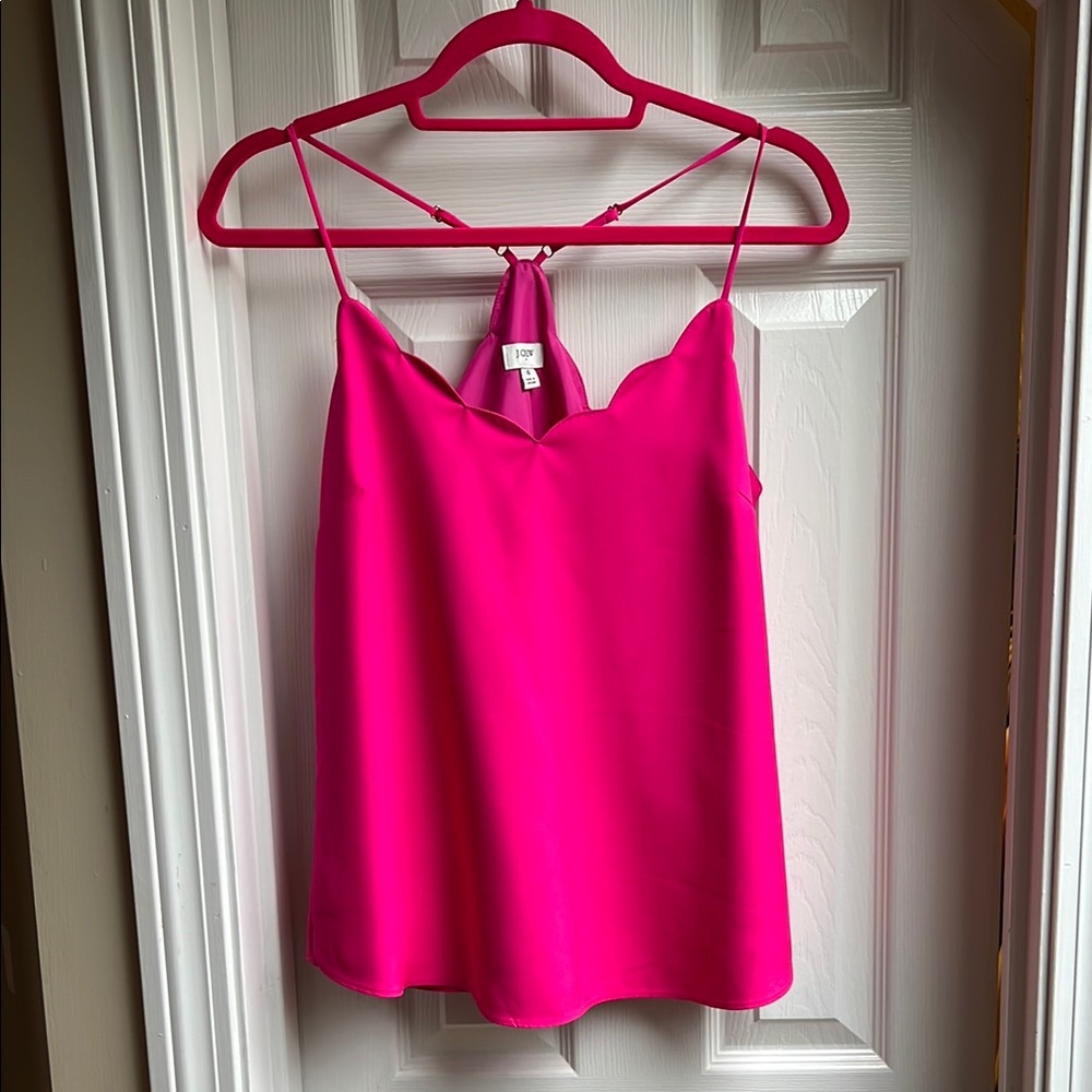 Pink Scallop-Edge Camisole Top
